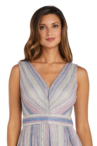 R&M Richards Women's Metallic Hi-Low Evening Dress